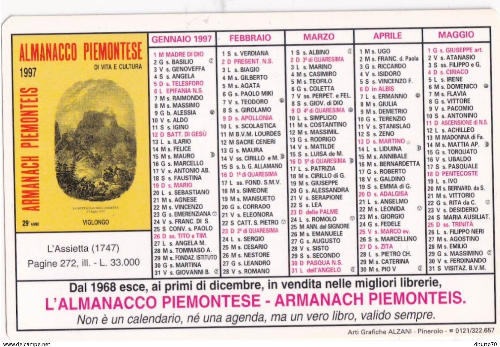 Calendarietto - Almanacco Piemontese - Anno 1997 - Petit Format : 1991-00