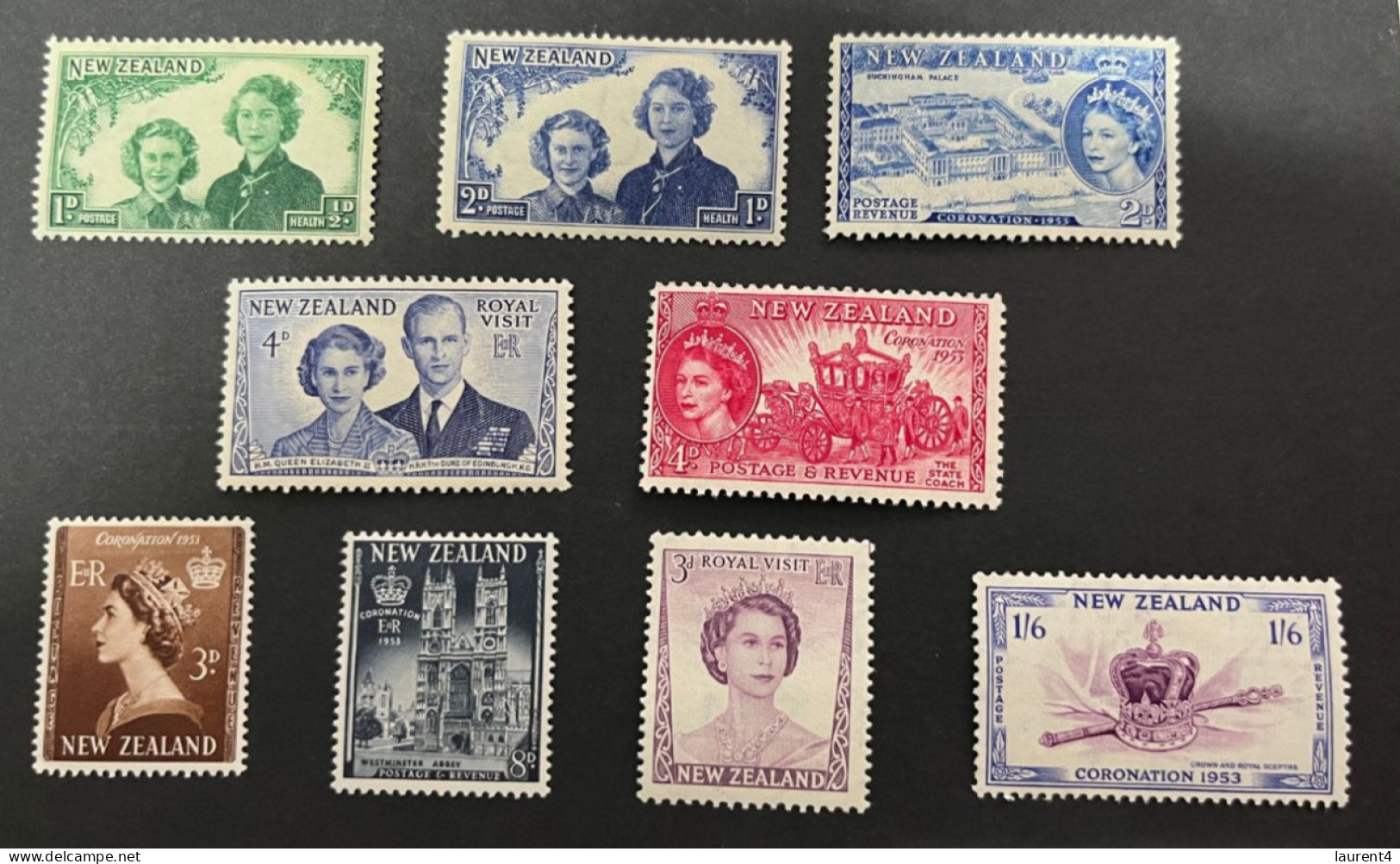 23-3-2024 (stamp) New Zealand - Queen Elizabeth Coronation (9 Mint) - Ungebraucht