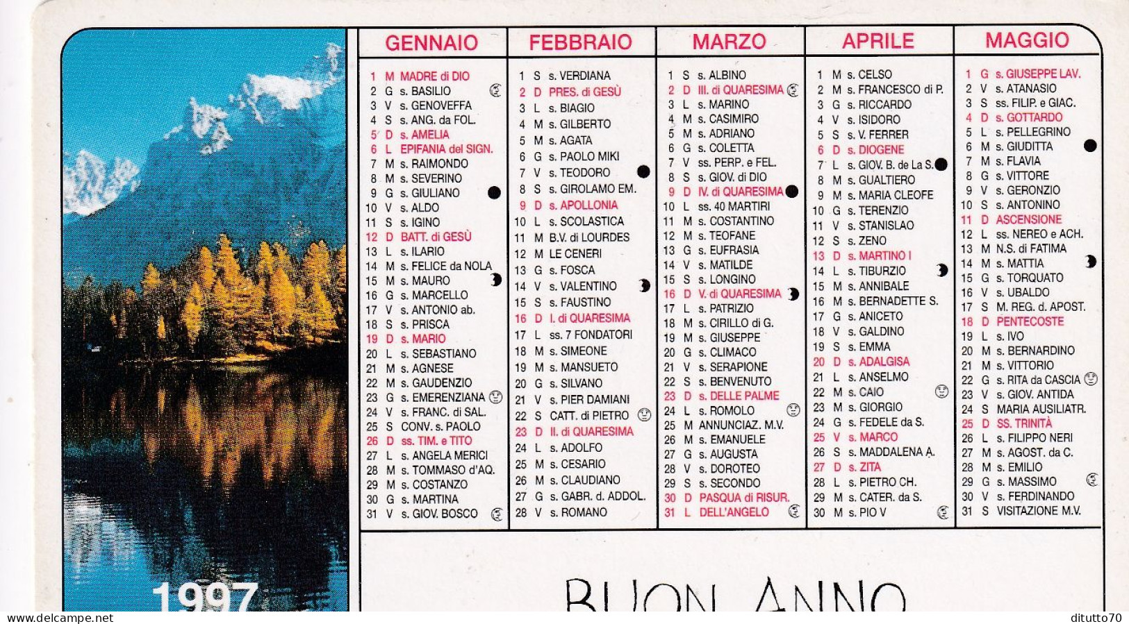 Calendarietto - Arti Grafiche Barlocchi - Settimo Milanese - Milano - Anno 1997 - Petit Format : 1991-00