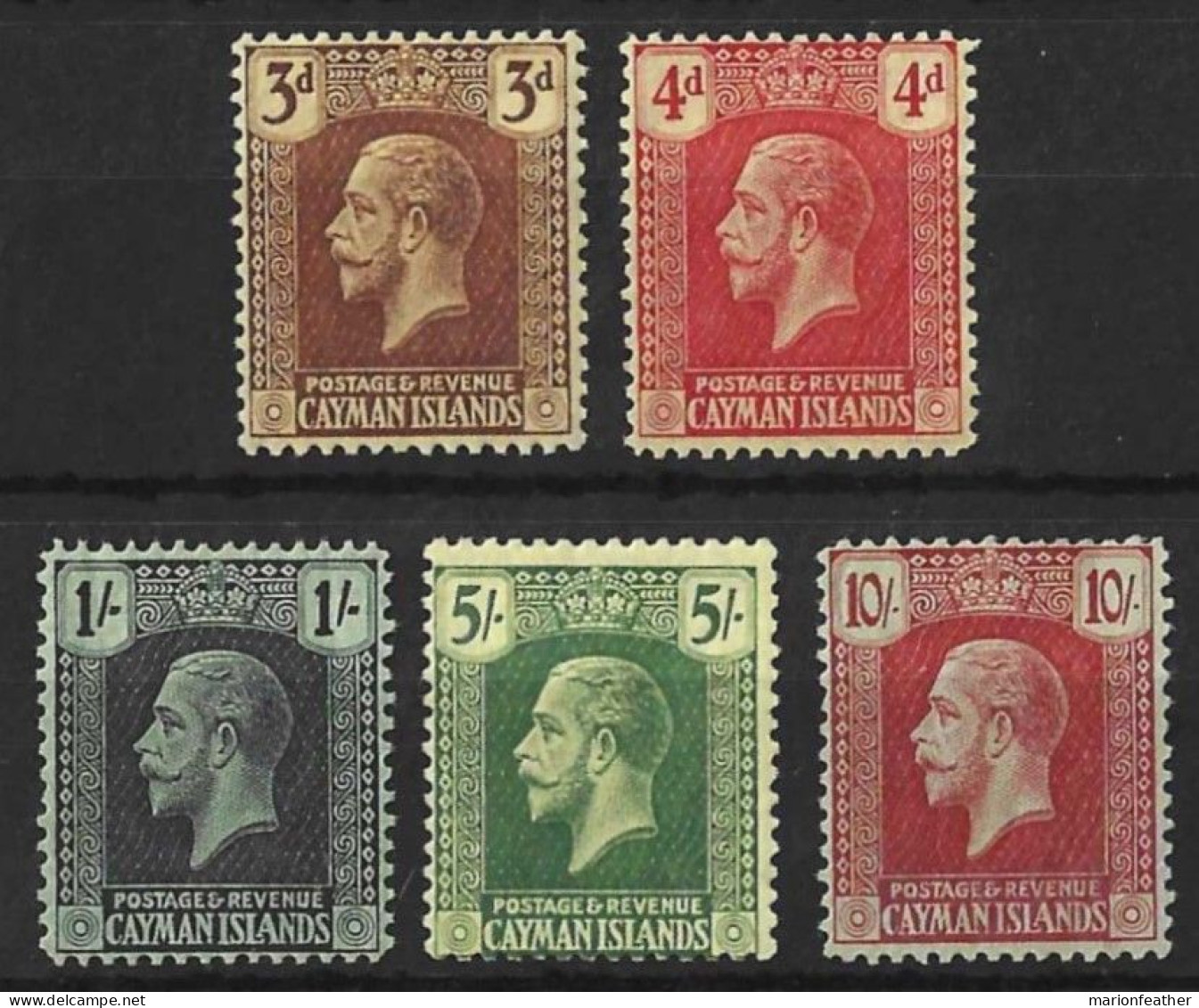 CAYMAN Is...KING GEORGE V..(1910-36..)..." 1921.."......MULTI-CA....SET OF 5.........MH. - Kaimaninseln