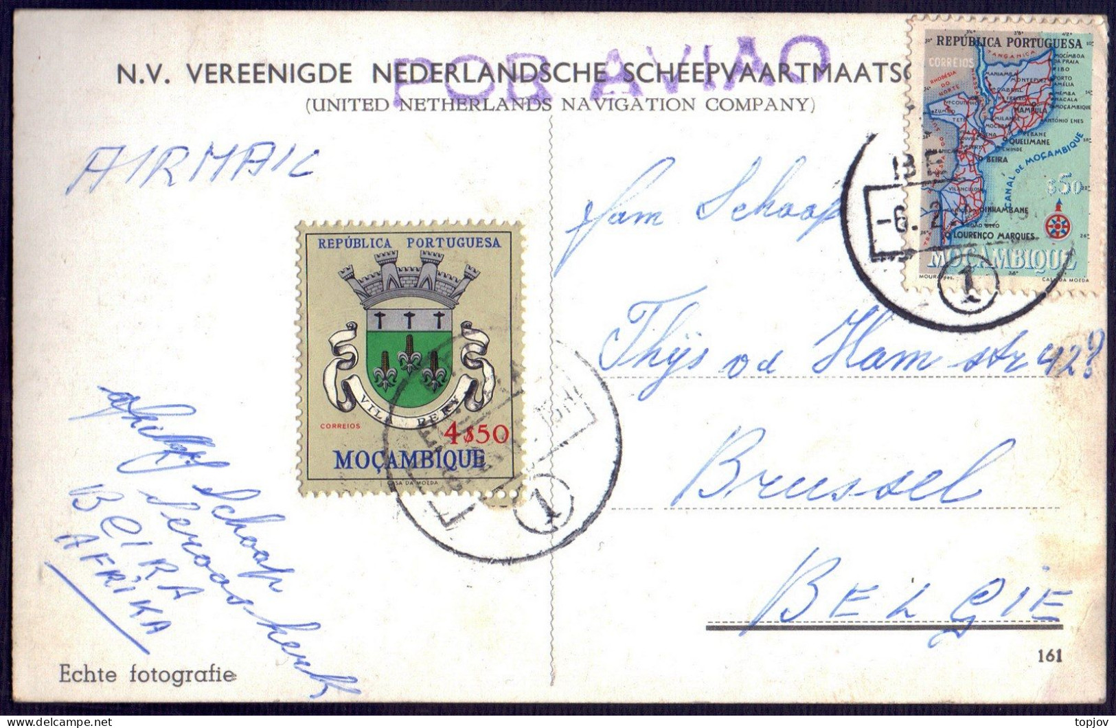 MOZAMBIQUE - SHIPS M.S. SEROOSKERK NEDERLANDSCHE - MAPS - HERALDY CORN - 1962 - Mozambique