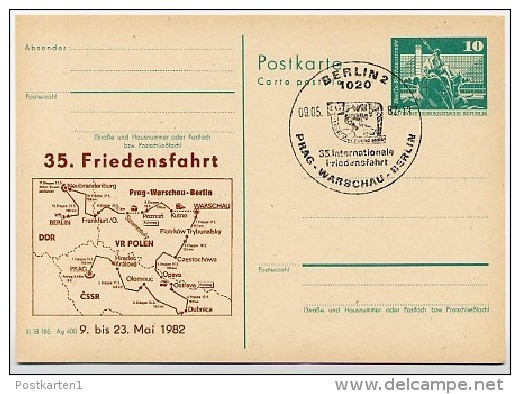 DDR P79-13-82 C185 Postkarte PRIVATER ZUDRUCK Friedensfahrt Berlin Sost. 1982 - Privatpostkarten - Gebraucht