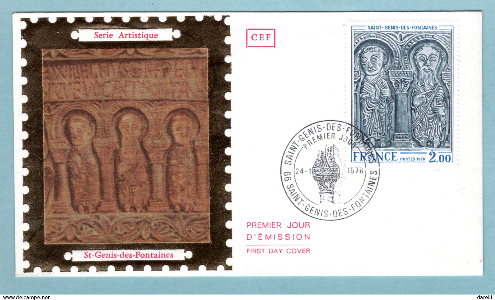 FDC France 1976 - Saint Genis Des Fontaines-  YT 1867 - 66 Saint Genis Des Fontaines (soie) - 1970-1979