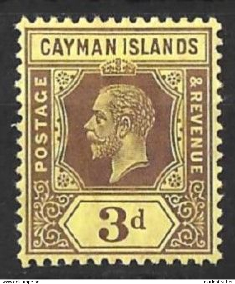 CAYMAN Is...KING GEORGE V...(1910-36..)....." 1912..".....3d ON  LEMON.........SG45b.........MH. - Caimán (Islas)