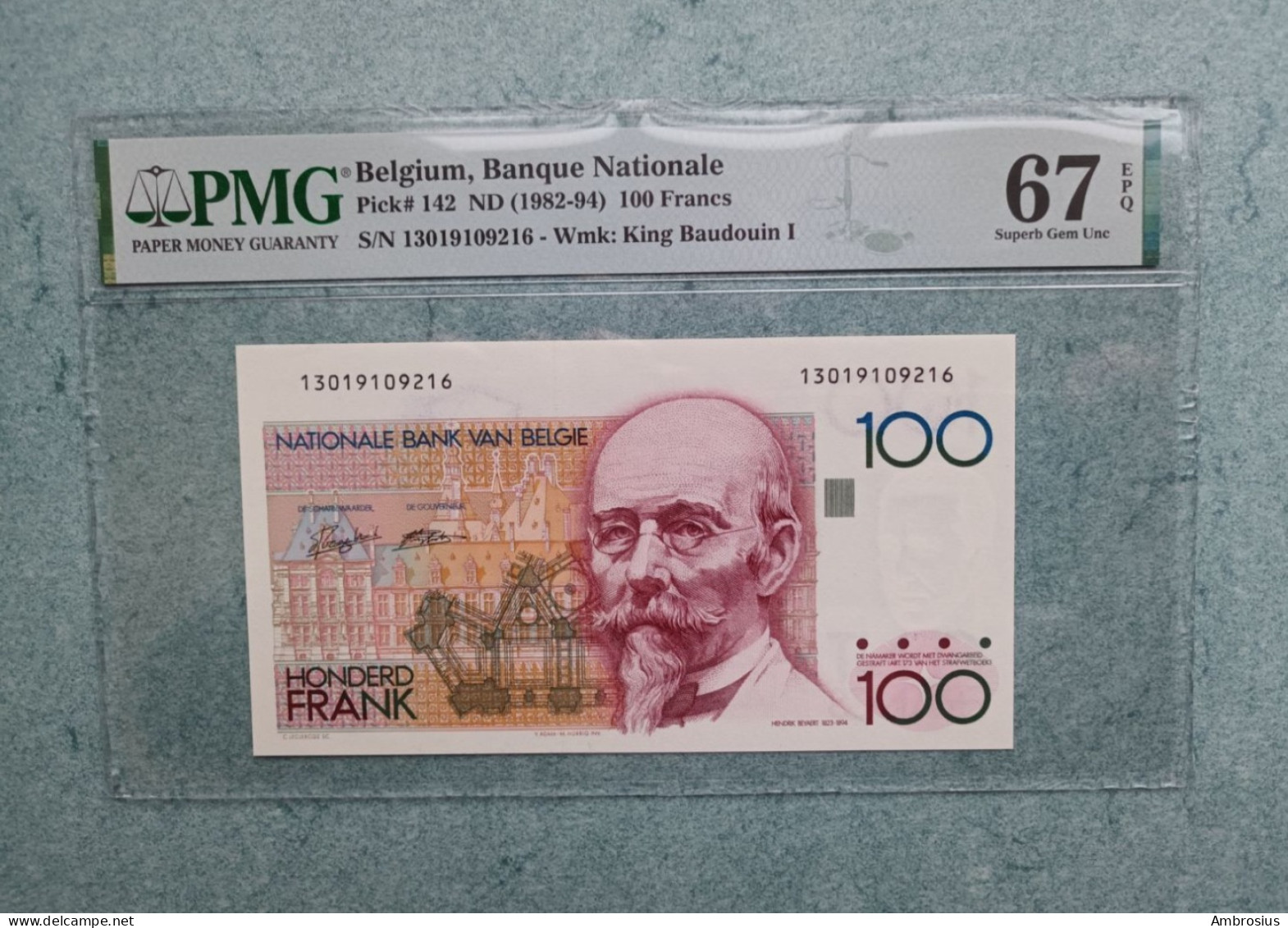 Belgique #P142#Banque Nationale 100 Francs Beyaert @PMG 67!! - 100 Frank