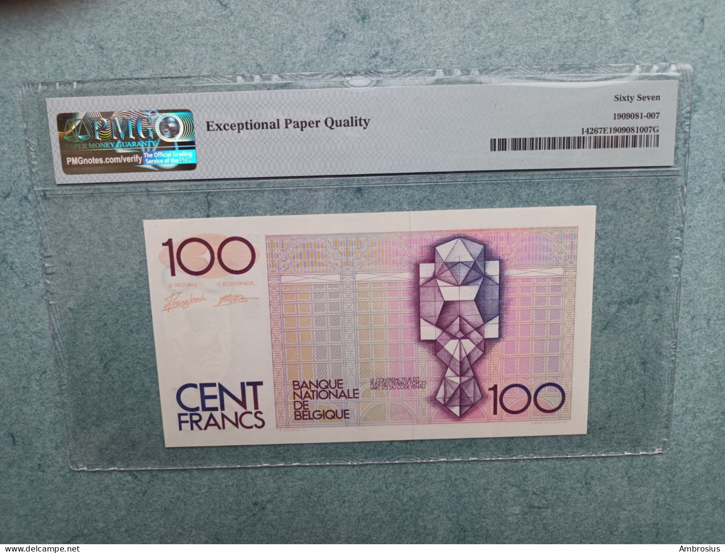 Belgique #P142#Banque Nationale 100 Francs Beyaert @PMG 67!! - 100 Francos