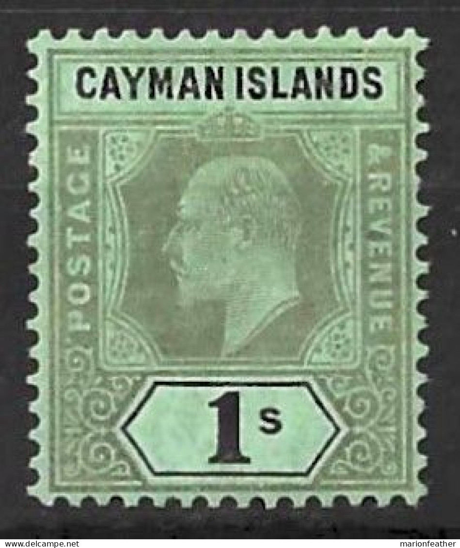 CAYMAN Is....KING EDWARD VII..(1901-10.)..." 1907.."......1/-. .......SG31 ON BLUE GREEN...........MH. - Cayman (Isole)