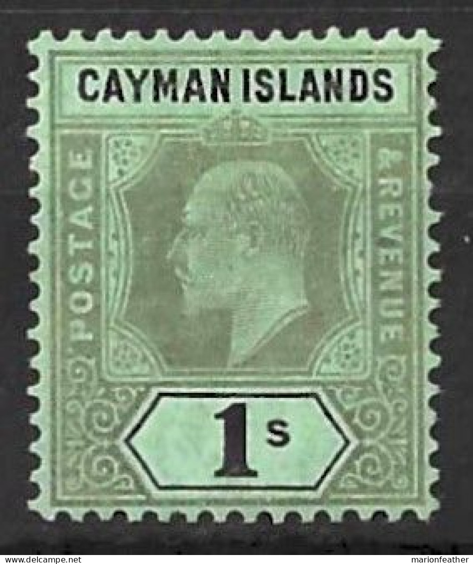 CAYMAN Is....KING EDWARD VII..(1901-10.)..." 1907.."......1/-. .......SG31 ON BLUE GREEN...........MH. - Iles Caïmans
