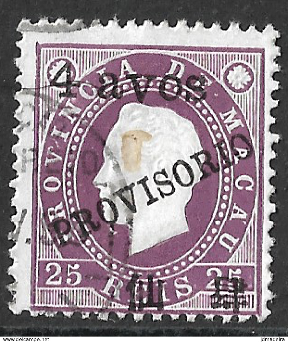 Macao Macau – 1894 King Luiz Surcharged 4 Avos Over 25 Réis Used Stamp - Oblitérés