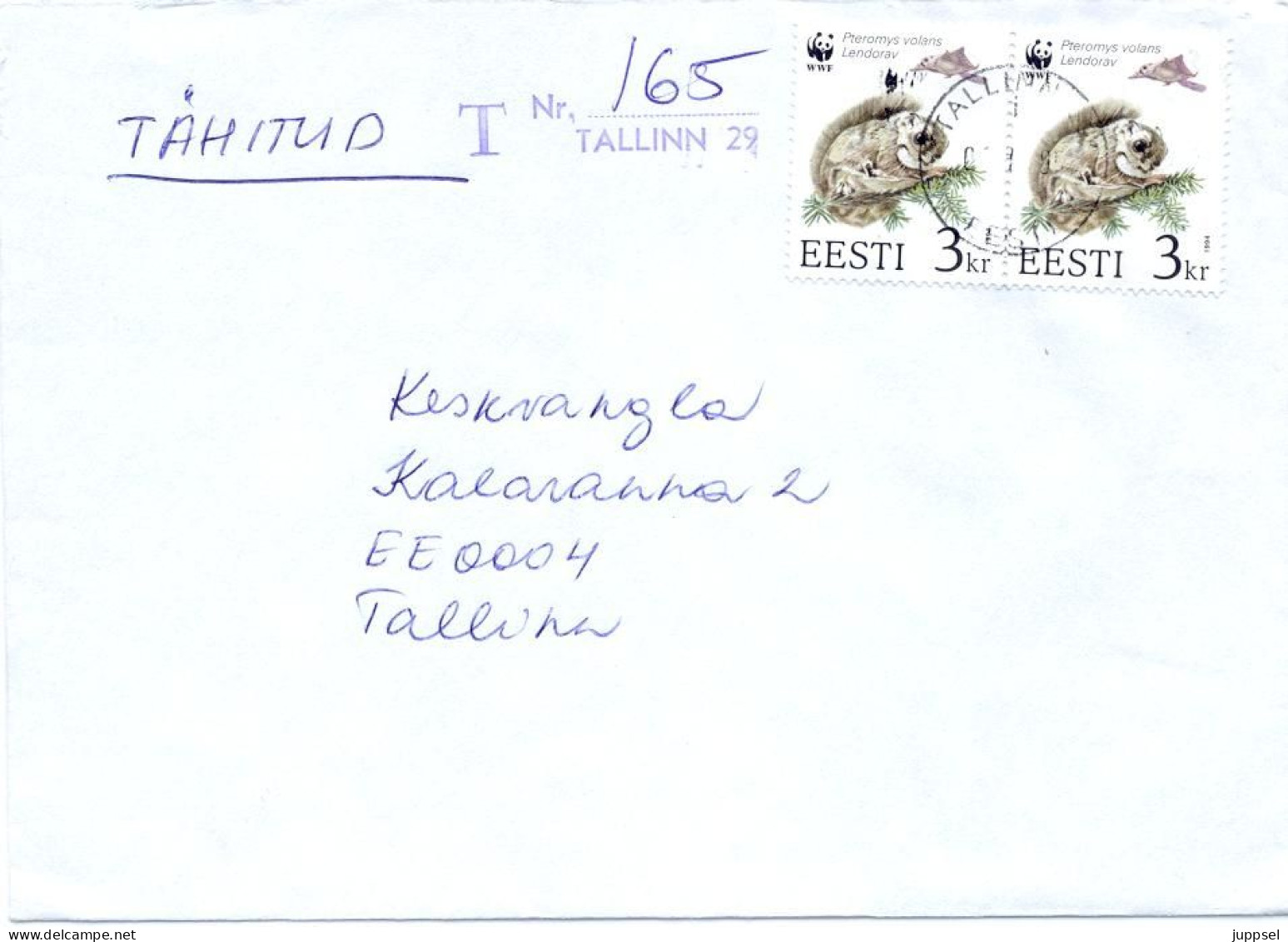 WWF  ESTONIA  Letter, Flying Squirrel, /    L`ESTONIE  Enveloppe, Polatouche, - Roedores