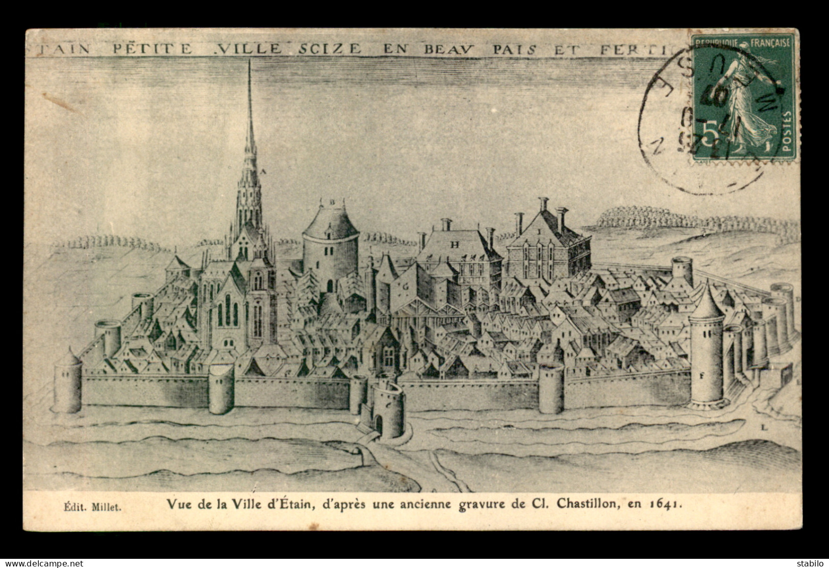 55 - ETAIN - GRAVURE  - LA VILLE EN 1641 - EDITEUR MILLET - Etain