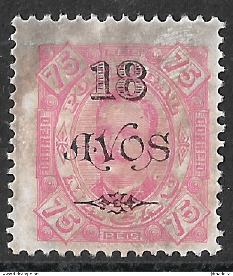 Macao Macau – 1902 King Carlos Surcharged 18 Avos On 75 Réis Mint Stamp - Gebruikt