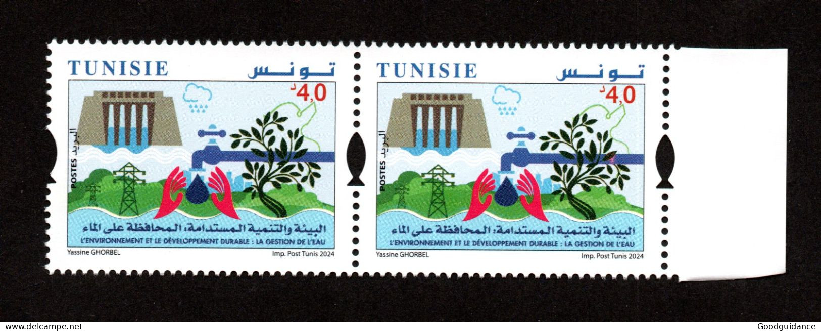 2024- Tunisia - Environment And Sustainable Development: Water Management- Hands - Dam- Pair - Compl.set 1v.MNH** - Altri & Non Classificati