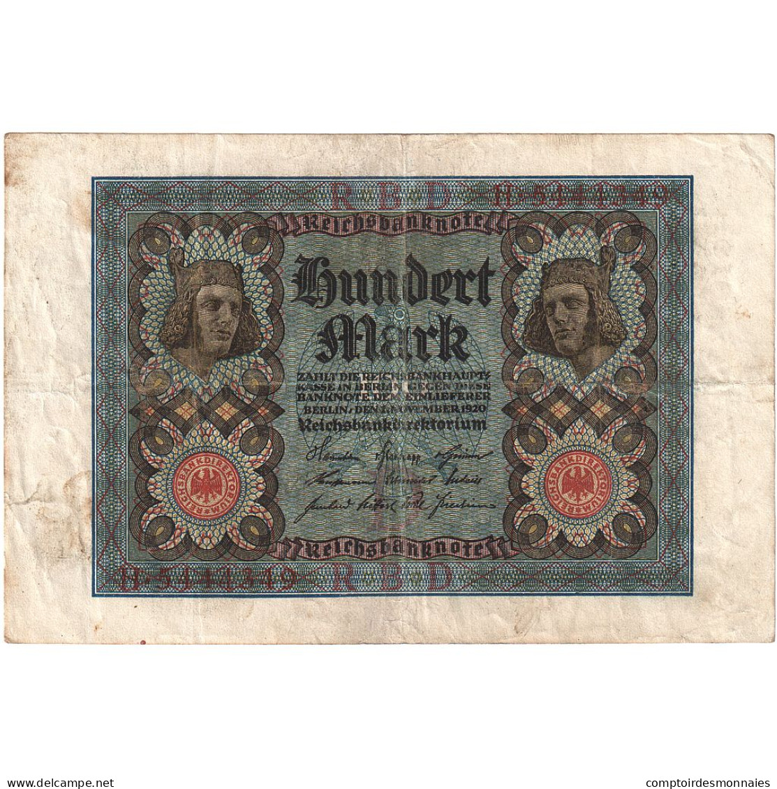 Allemagne, 100 Mark, 1920, 1920-11-01, KM:69a, TTB+ - 100 Mark