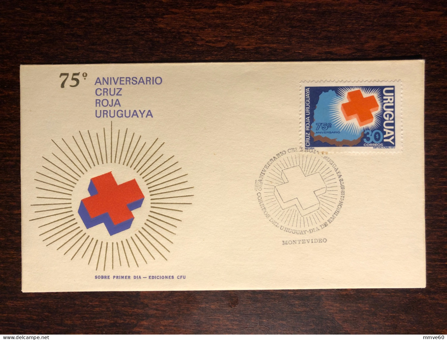 URUGUAY FDC COVER 1972 YEAR RED CROSS  HEALTH MEDICINE STAMPS - Uruguay