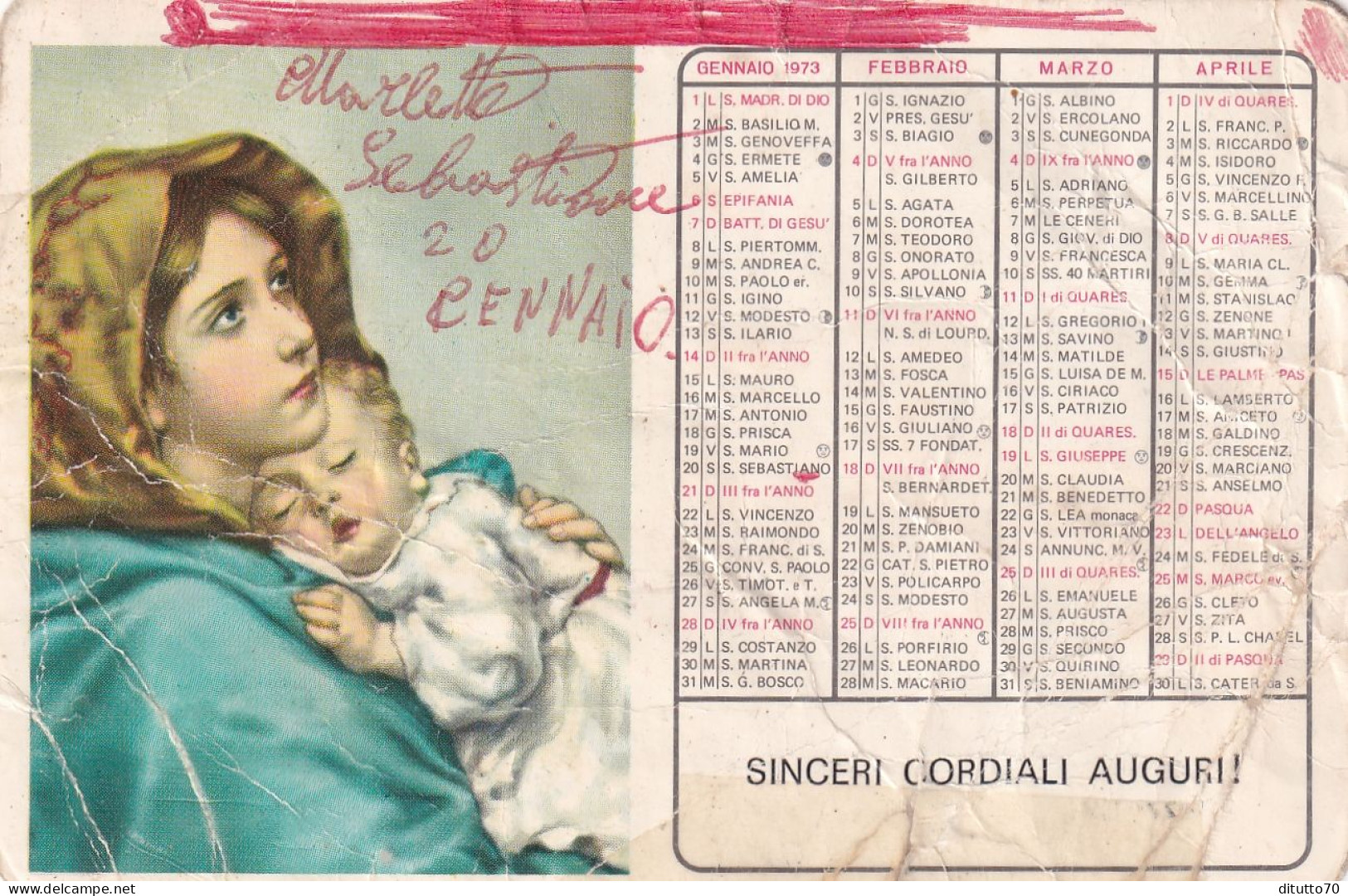 Calendarietto - Judo Clan Don Bosco - Oratorio S.filippo Neri - Catania - Anno 1973 - Formato Piccolo : 1971-80