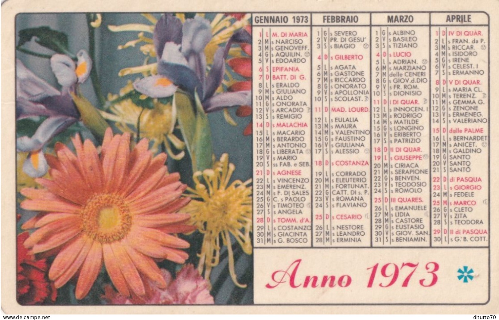 Calendarietto - Judo Clan Don Bosco - Oratorio S.filippo Neri - Catania - Anno 1973 - Formato Piccolo : 1971-80