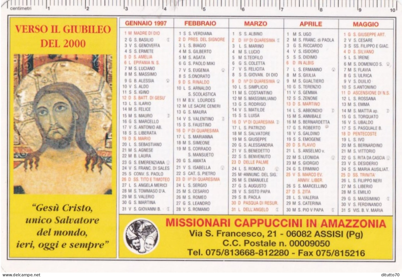 Calendarietto - Missionari Cappuccini In Amazzonia - Assisi - Perugia - Anno 1997 - Tamaño Pequeño : 1991-00