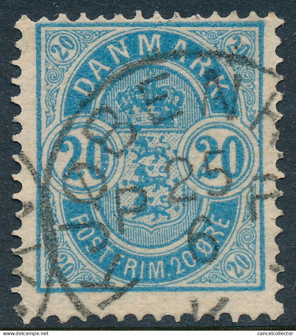 Denmark Danemark Danmark 1884: 20ø Blue Arms Type, F Used VARIETY, AFA 36z (DCDK00633) - Oblitérés