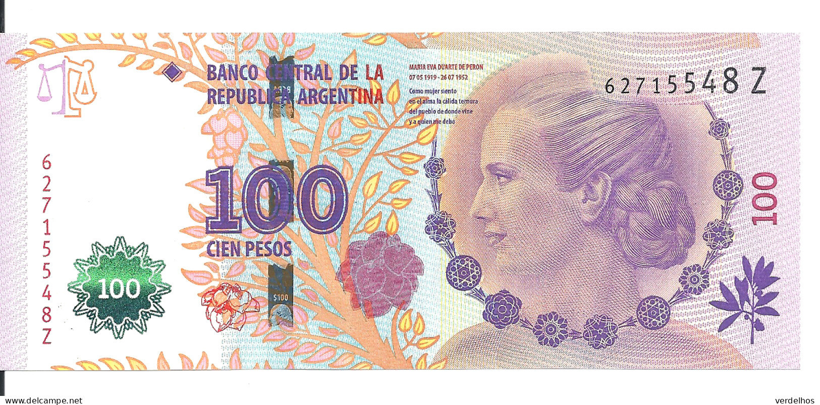 ARGENTINE 100 PESOS ND2015 UNC P 358 B - Argentina