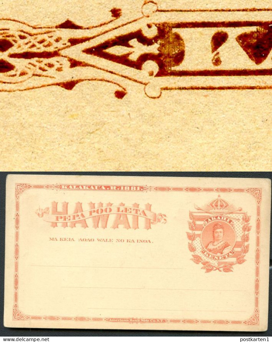 Hawaii Postal Card UX1 Gill Type2 Mint Vf 1882 - Hawaï