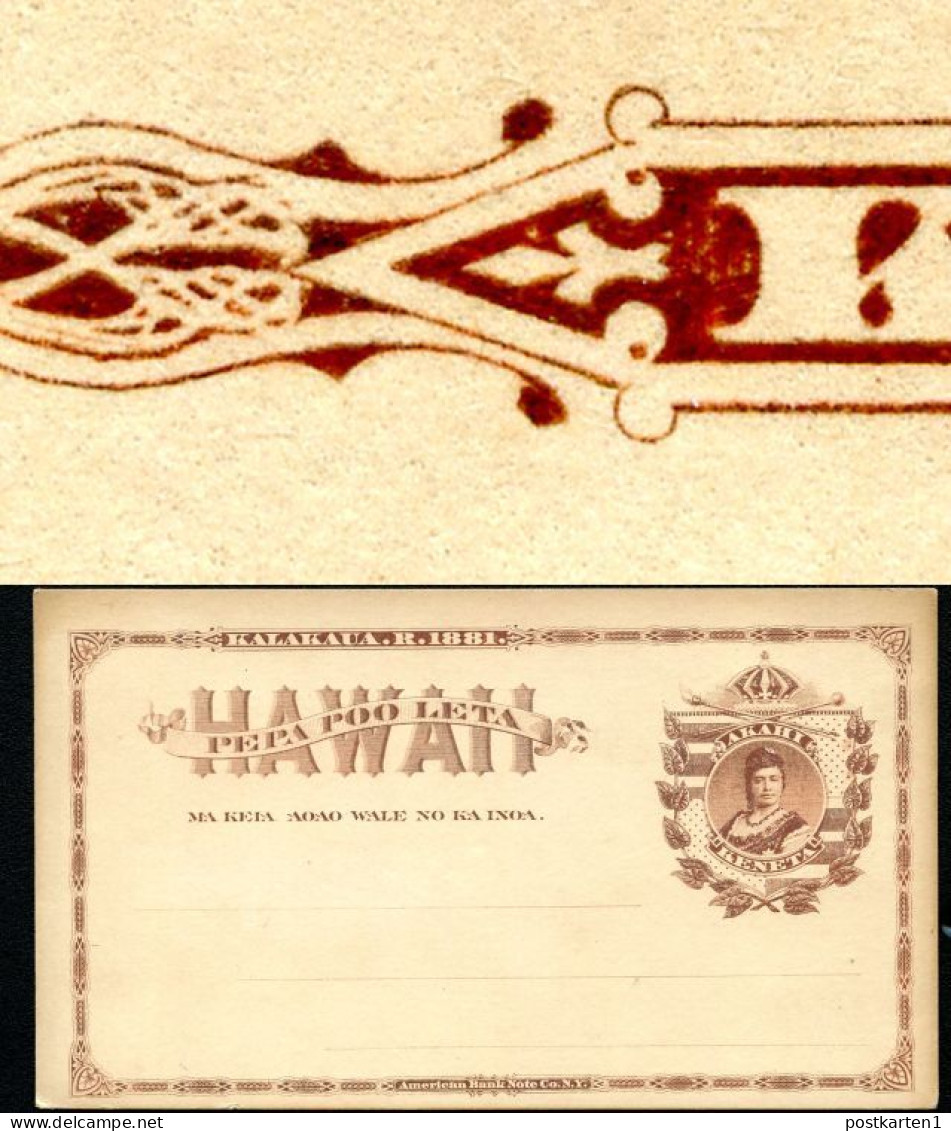 Hawaii Postal Card UX1 Gill Type5 Mint Xf 1882 - Hawaï