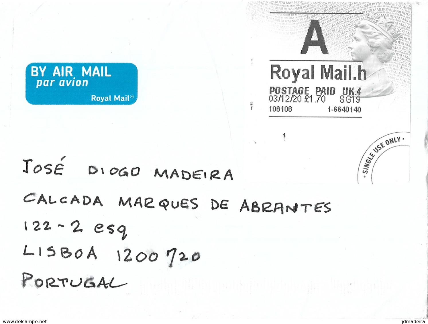 UK Cover To Portugal ATM Stamp - Sin Clasificación