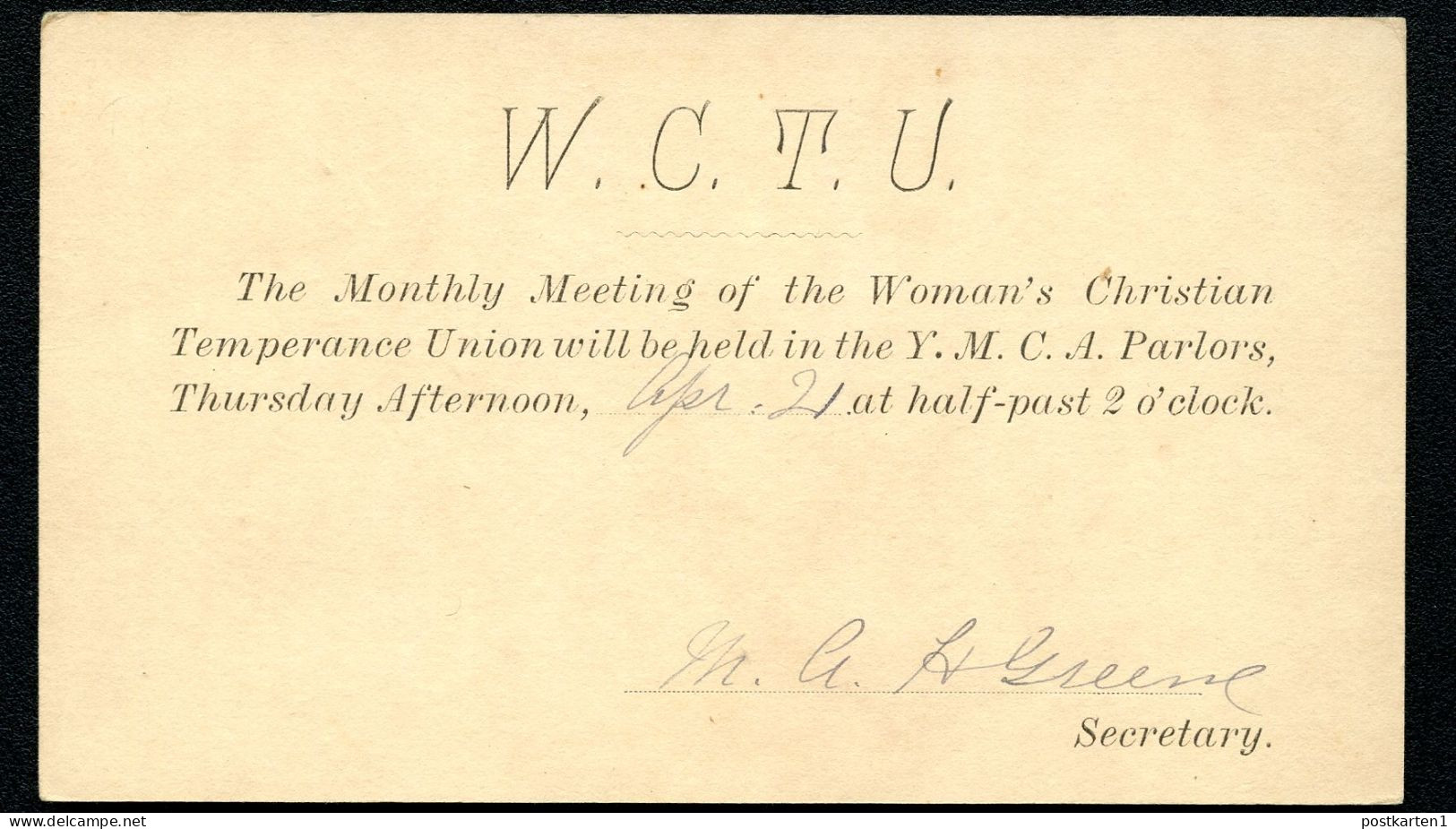 Hawaii Postal Card UX1 Honolulu W.C.T.U. Vf 1887 - Hawaii