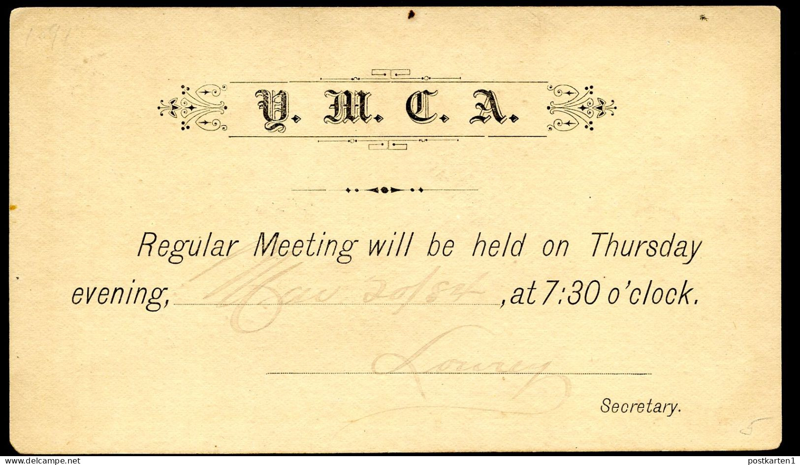 Hawaii Postal Card UX1 Honolulu YMCA Vf 1894 - Hawaii