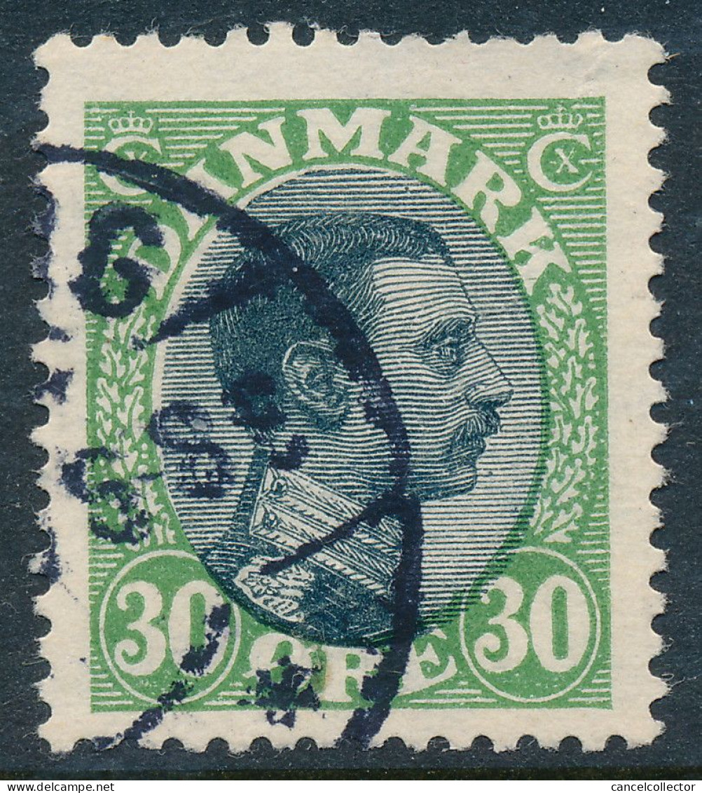 Denmark Danemark Danmark 1918: 30ø Green & Black Chr. X, F-VF Used, AFA 103 (DCDK00641) - Oblitérés