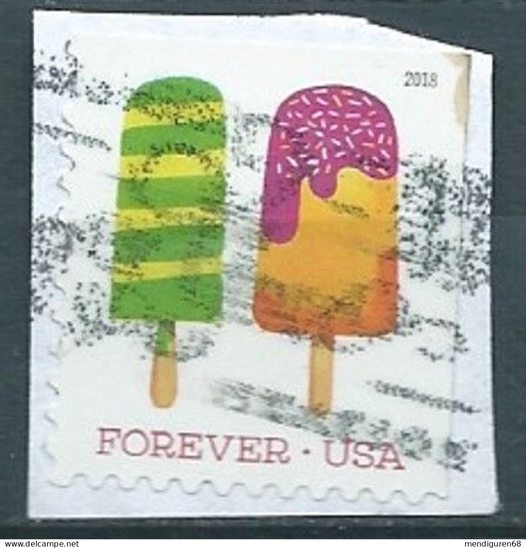 VERINIGTE STAATEN ETATS UNIS USA 2018 FROZEN TREATS:GREEN AND YELLOW HORIZONTAL STRIPED POPSICLE SN 5285 MI 5485 YT 5104 - Gebraucht