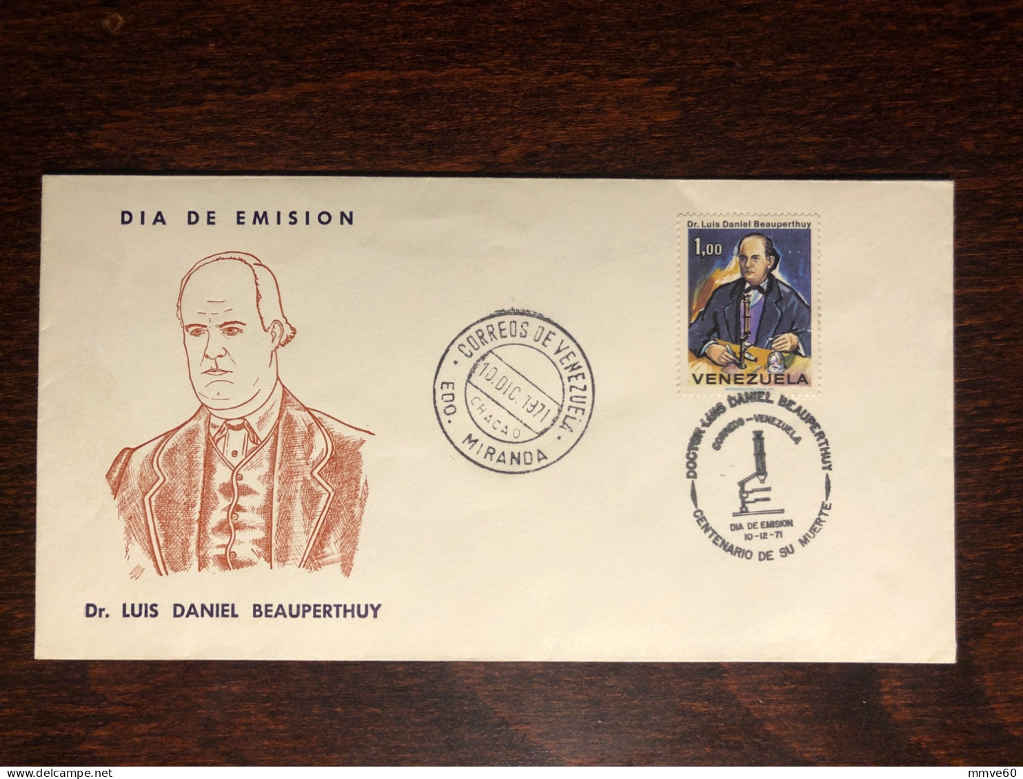 VENEZUELA FDC COVER 1971 YEAR DOCTOR BEAUPERTHUY HEALTH MEDICINE STAMPS - Venezuela