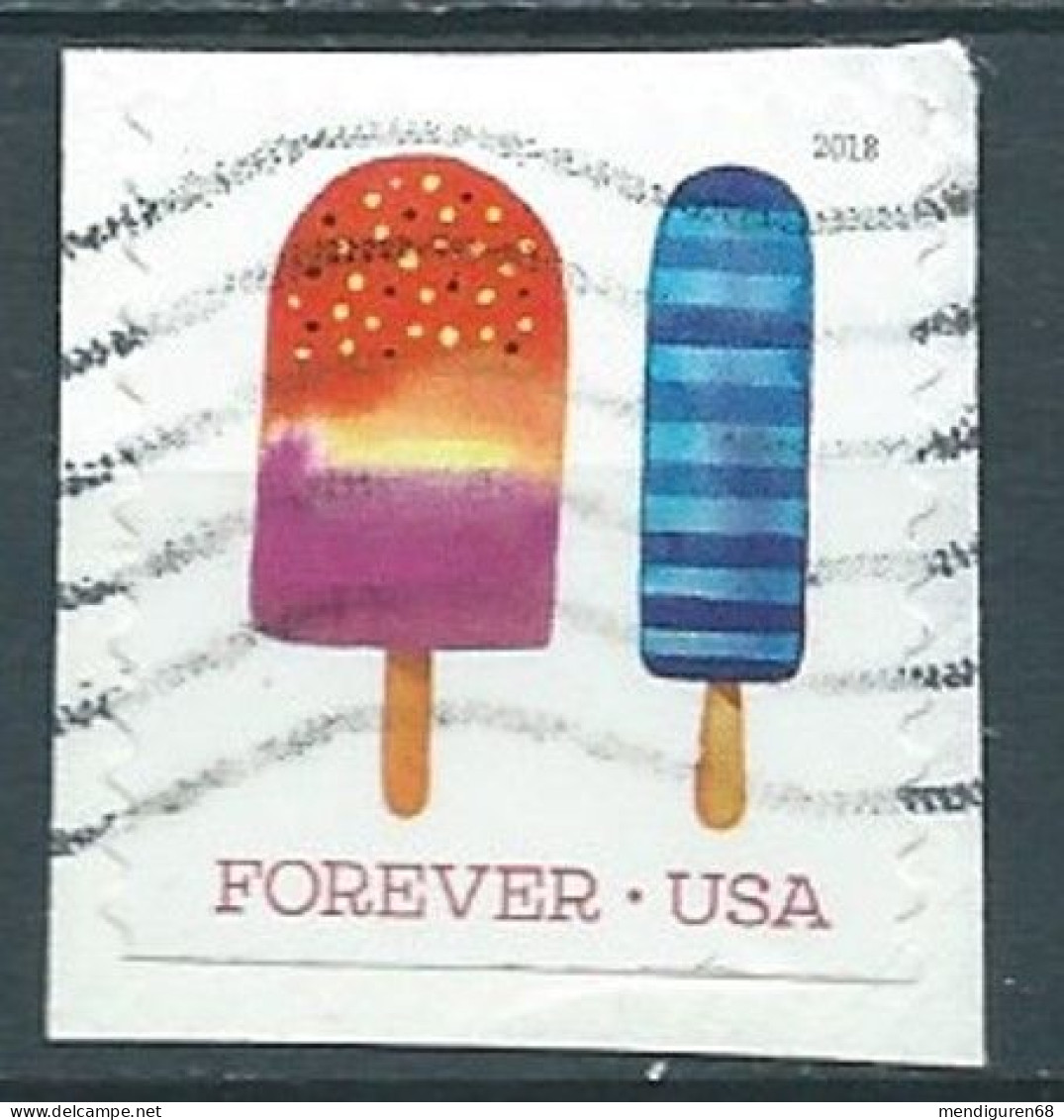 VERINIGTE STAATEN ETATS UNIS USA 2018 FROZEN TREATS:DARK&LIGHT BLUE HORIZONTAL STRIPED POPSICLE SN 5292 MI 5492 YT 5111 - Gebruikt