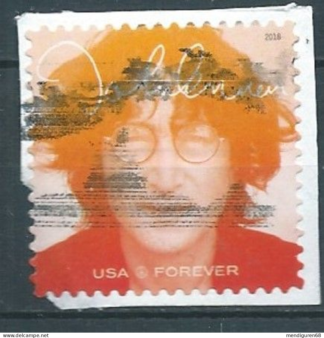 VEREINIGTE STAATEN ETATS UNIS USA 2018 JOHN LENNON (MUSIC ICONS) ORANGE USED ON PAPER SC 5312 MI 5532 YT 5150 - Used Stamps