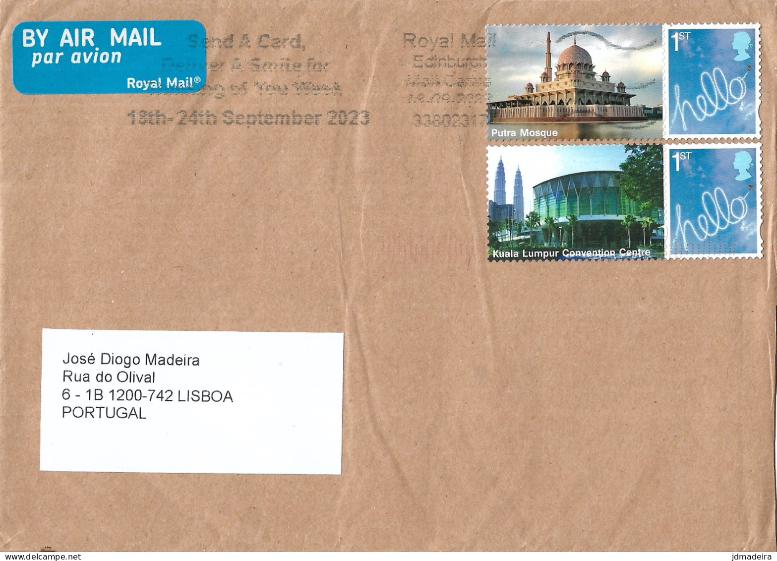 UK Cover To Portugal Putra Mosque Stamp - Non Classificati