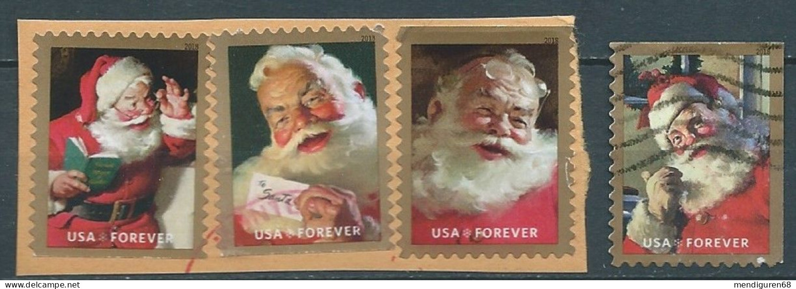 VERINIGTE STAATEN ETATS UNIS USA 2018 SPARKLING SANTA SET 4V. ON PAPER SC 5332-35 MI 5547-50 - Used Stamps