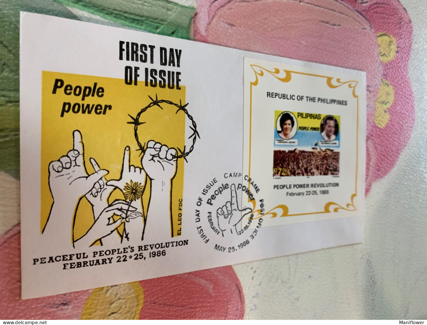 Philippines Stamp FDC 1986 People Power Revolution Flags - Filippine