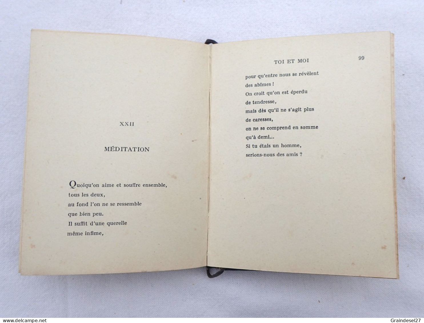 Livre "Toi et moi" de Paul Geraldy recueil de poésie, Editions Stock 1943