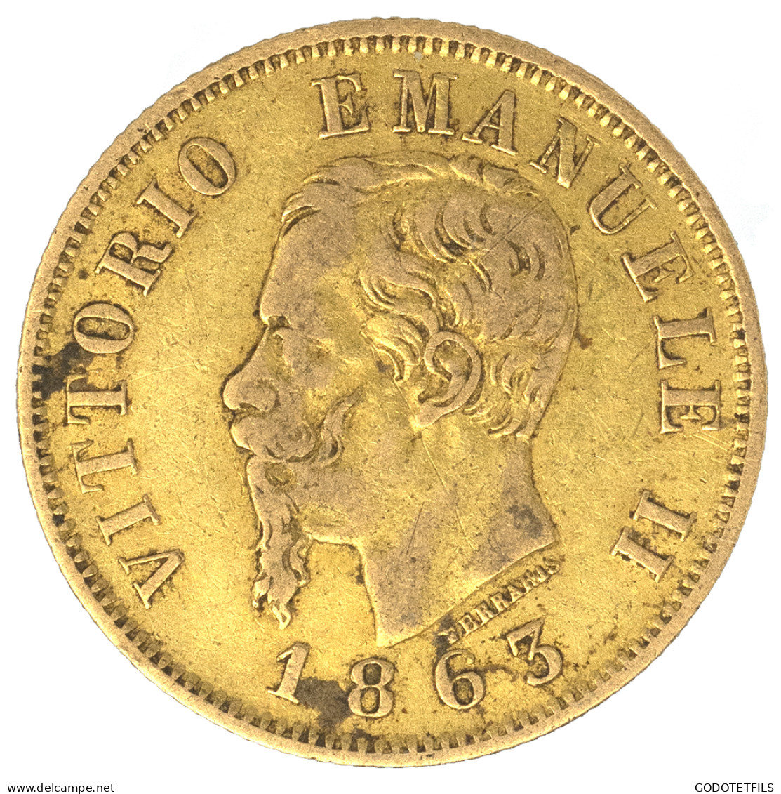 Italie-10 Lire Victor Emmanuel II 1863 Turin - 1861-1878 : Victor Emmanuel II