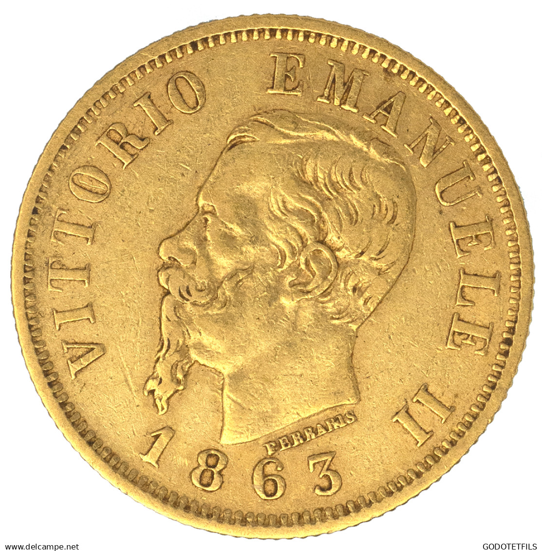 Italie-10 Lire Victor Emmanuel II 1863 Turin - 1861-1878 : Vittoro Emanuele II