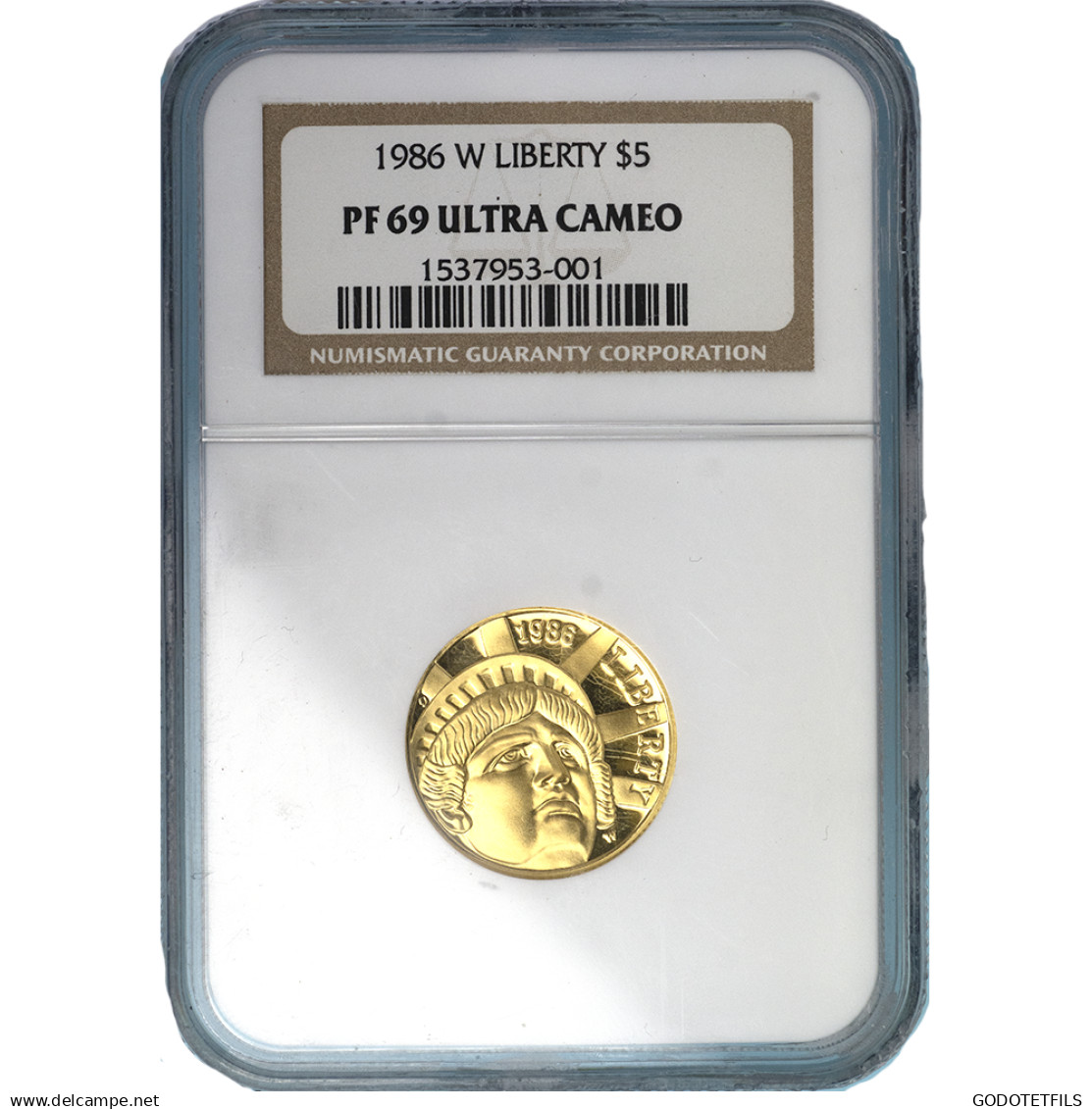 Monnaie Gradée NGC PF69 ULTRA CAMEO-Etats-Unis- 5 Dollars Commémorative Centenaire Statue De La Liberté 1986 - Andere & Zonder Classificatie