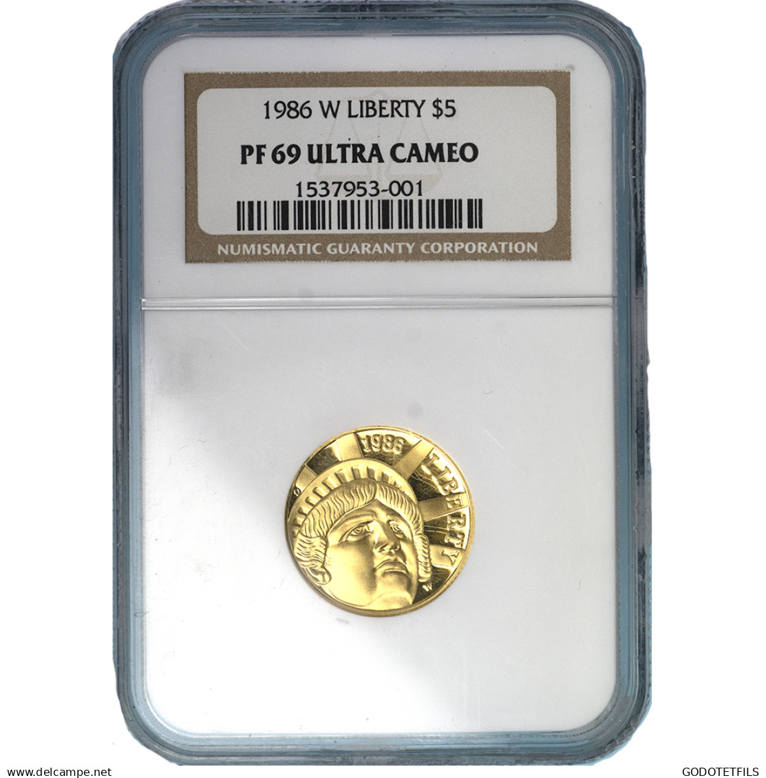 Monnaie Gradée NGC PF69 ULTRA CAMEO-Etats-Unis- 5 Dollars Commémorative Centenaire Statue De La Liberté 1986 - Altri & Non Classificati