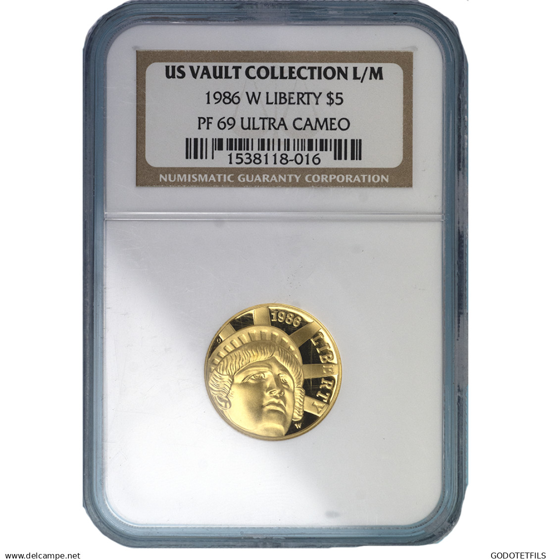 Monnaie Gradée NGC PF69 ULTRA CAMEO-Etats-Unis- 5 Dollars Commémorative Centenaire Statue De La Liberté 1986 - Other & Unclassified