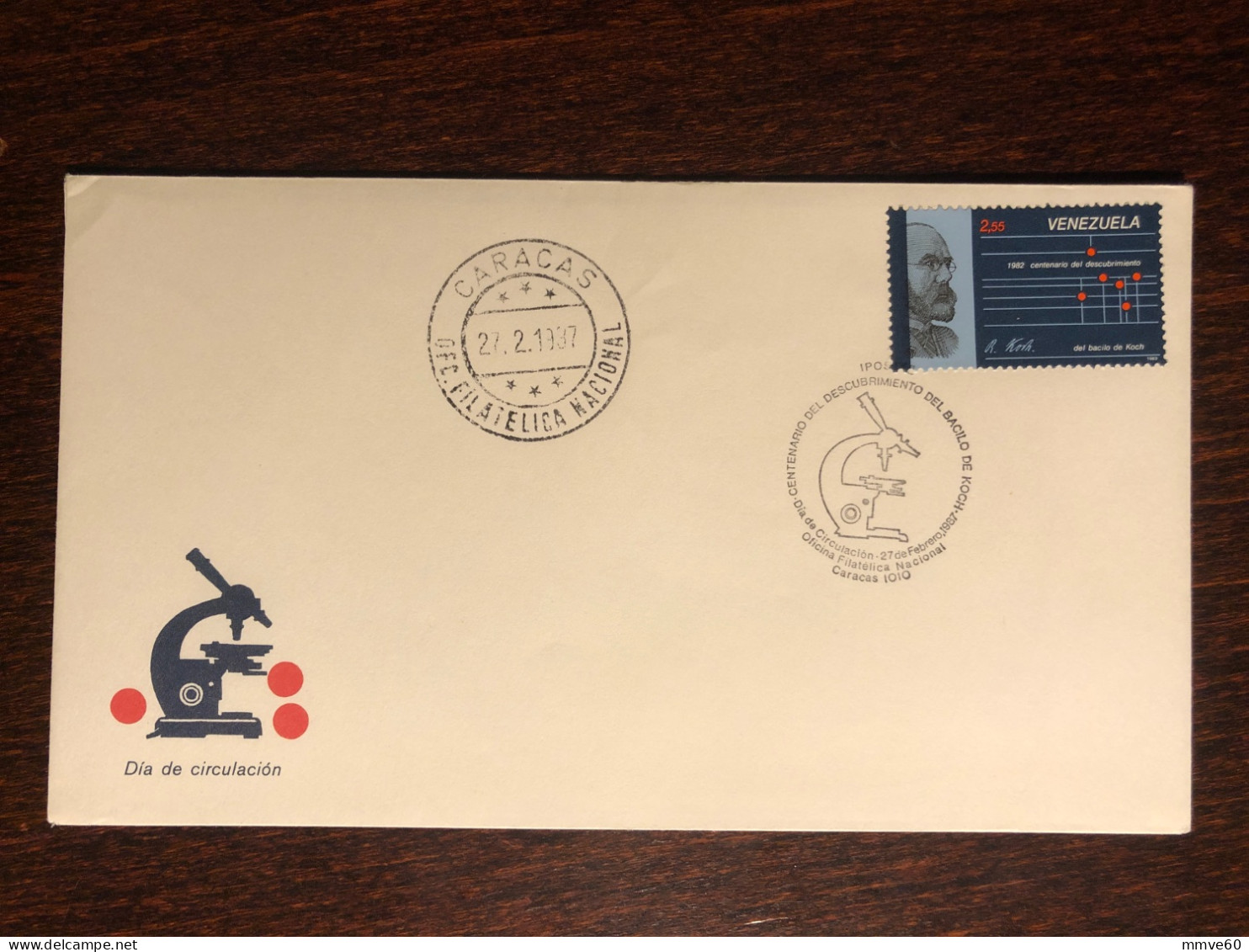 VENEZUELA FDC COVER 1982 YEAR TUBERCULOSIS KOCH HEALTH MEDICINE STAMPS - Venezuela