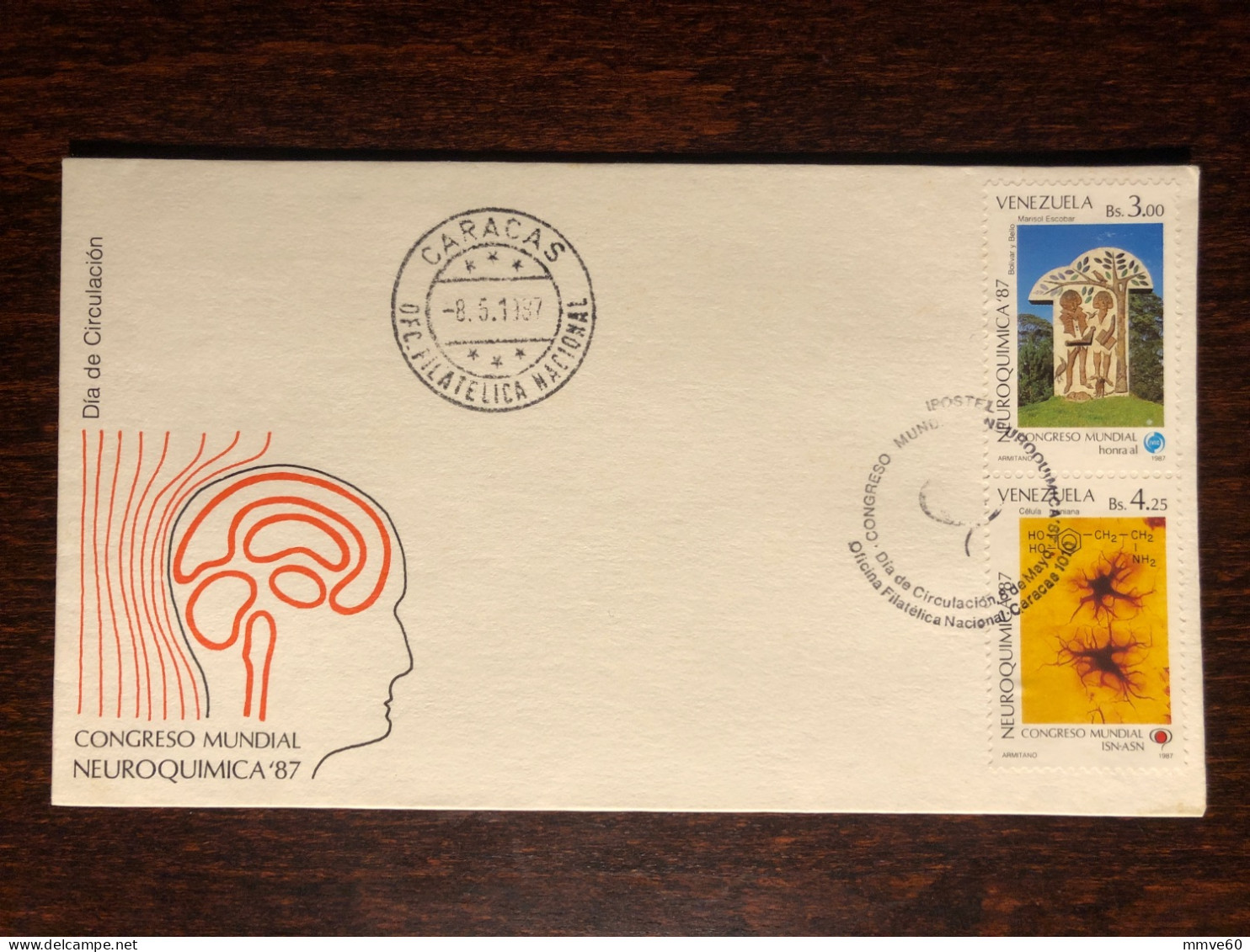 VENEZUELA FDC COVER 1987 YEAR NEUROLOGY HEALTH MEDICINE STAMPS - Venezuela