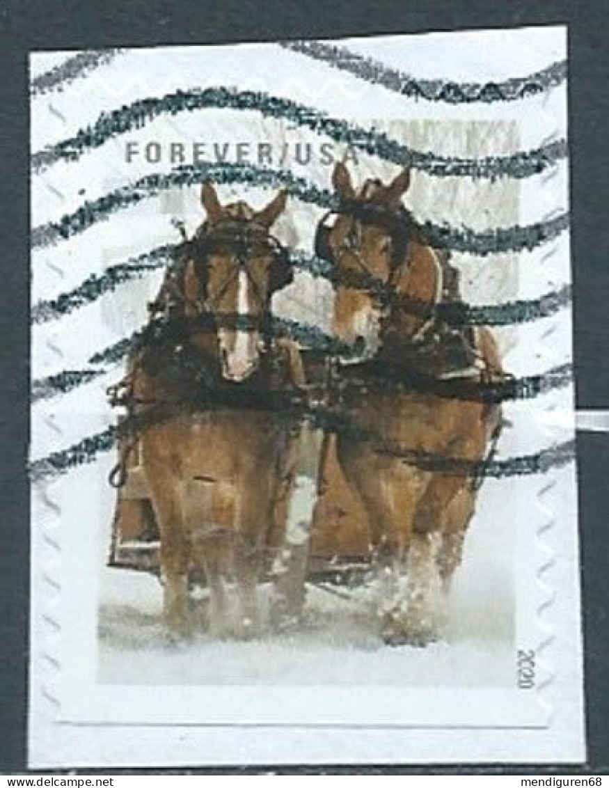 VEREINIGTE STAATEN ETATS UNIS USA 2020 WINTER SCENES: HORSES PULLING SLEIGH F USED ON PAPER SN 5540 MI 5778 YT 5387 - Gebraucht