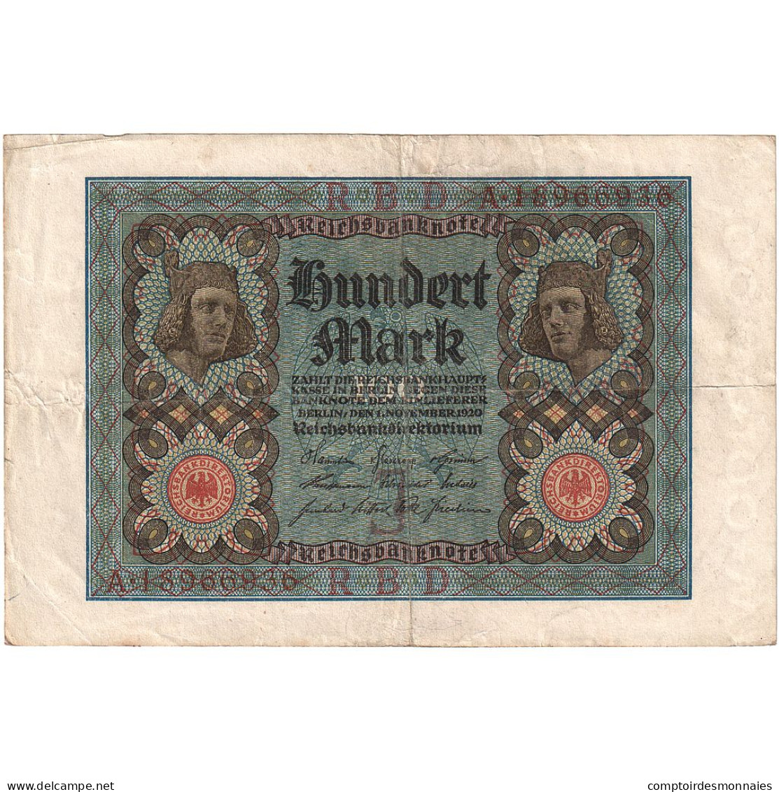 Allemagne, 100 Mark, 1920, 1920-11-01, KM:69b, TTB - 100 Mark