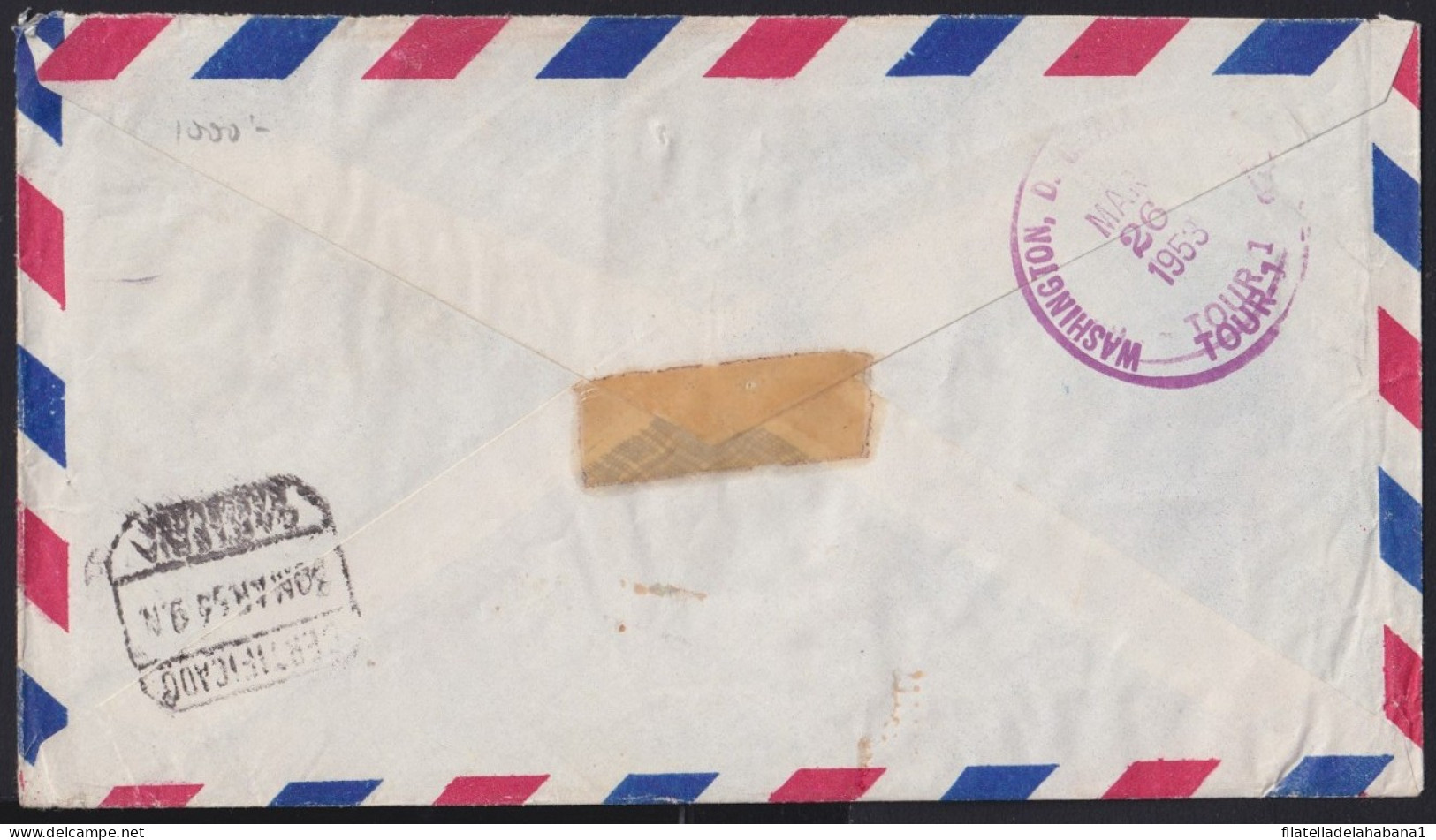 F-EX41265 ECUADOR 1953 REGISTERED AIR COVER QUITO TO SPAIN.   - Ecuador