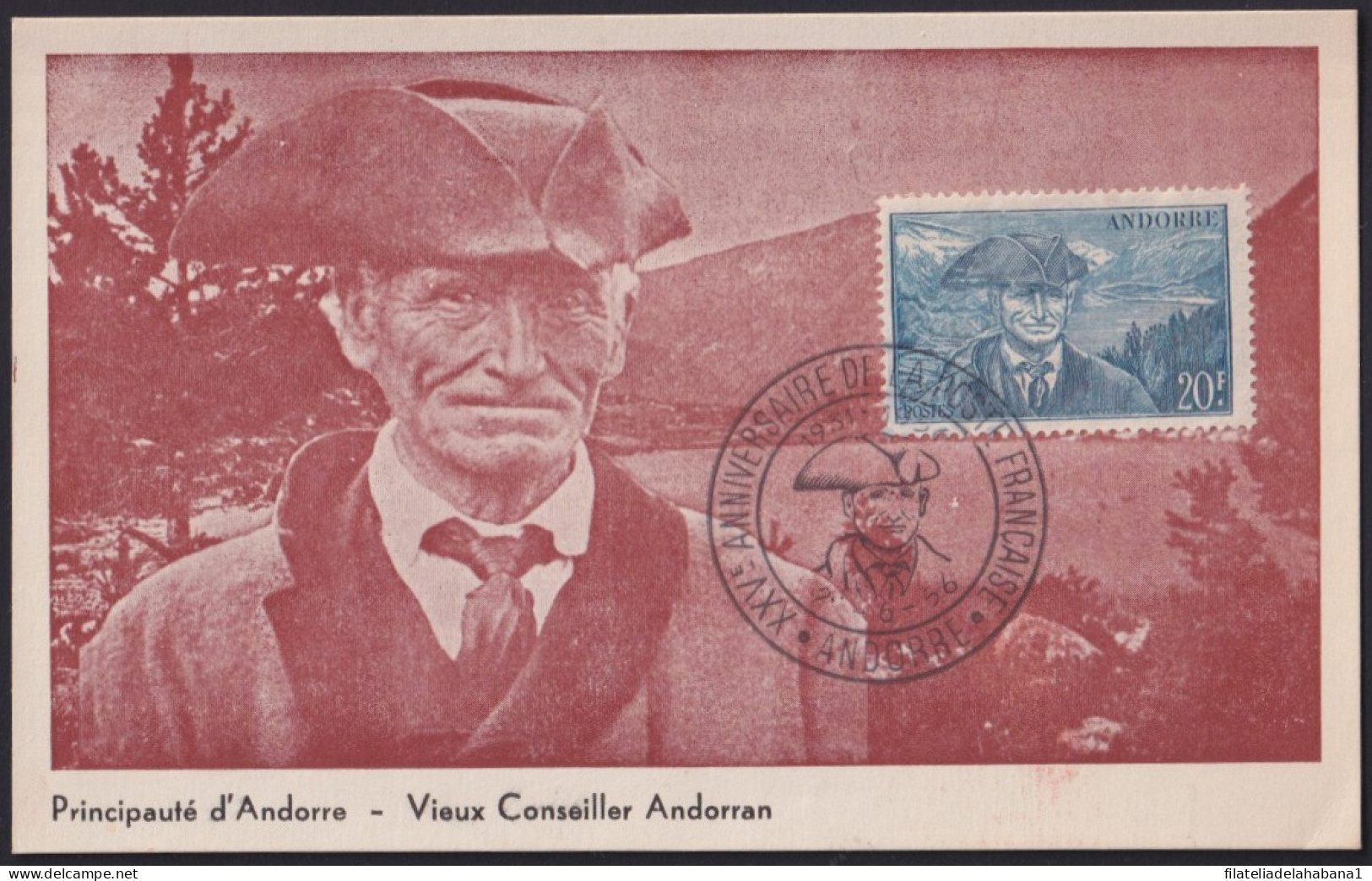 F-EX41246 FRANCE ANDORRE ANDORRA 1956 MAXIM CARD CONSEILLER.   - Otros & Sin Clasificación