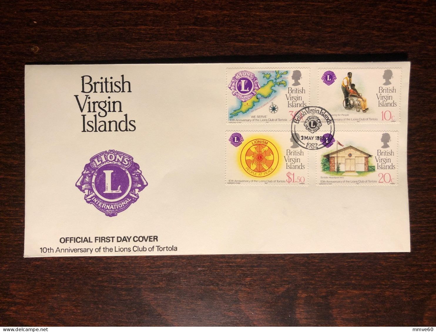 VIRGIN ISLANDS FDC COVER 1982 YEAR DISABLED PEOPLE LIONS HEALTH MEDICINE STAMPS - British Virgin Islands